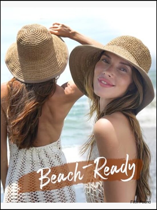 Summer Straw Sun Hat Wide Brim UPF 50 Foldable Travel Beach Hat main image 5